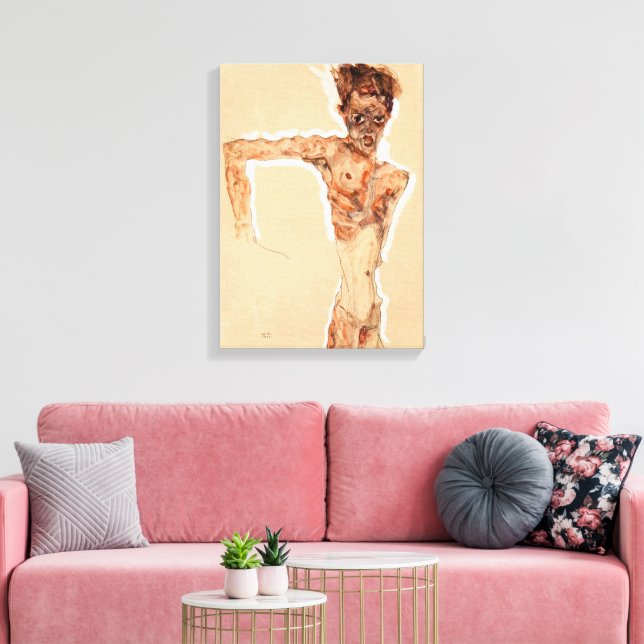 Self Portrait (1911) | Egon Schiele | Canvas Print (Insitu(LivingRoom))