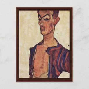 Self-Portrait A Face Piercing By Schiele Egon Postcard