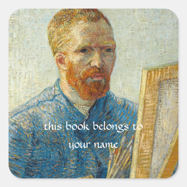 Self-Portrait as a Painter by Vincent Van Gogh Square Sticker (Front)