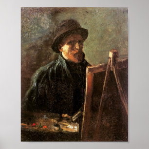 Self-Portrait, Dark Hat, Easel Van Gogh Fine Art Poster
