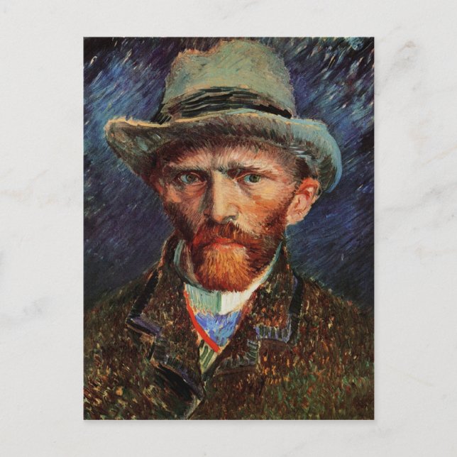 Self-Portrait Grey Felt Hat Van Gogh Fine Art Postcard (Front)