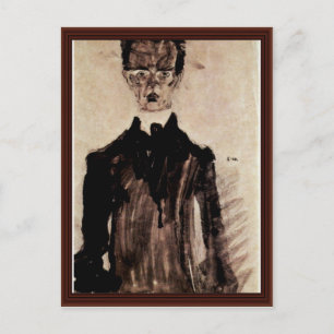 Self-Portrait In A Black Robe By Schiele Egon Postcard