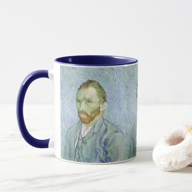 Self Portrait in Blue by Vincent van Gogh Mug (With Donut)