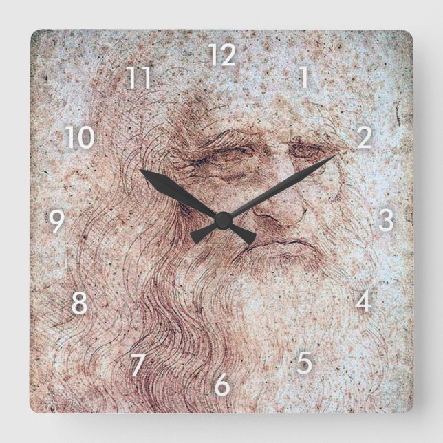 Self Portrait, Leonardo da Vinci Square Wall Clock (Front)