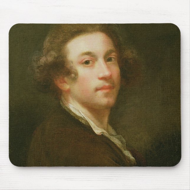 Self Portrait, Looking over Right Shoulder (oil on Mouse Pad (Front)