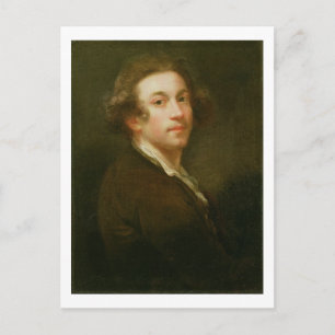 Self Portrait, Looking over Right Shoulder (oil on Postcard