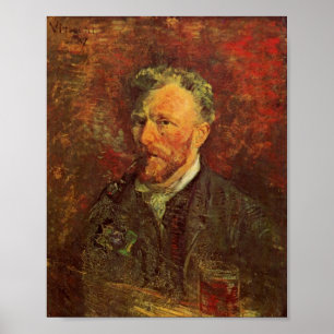 Self-Portrait, Pipe and Glass, Van Gogh Fine Art Poster