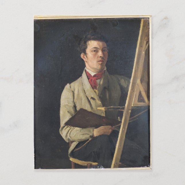 Self Portrait, Sitting next to an Easel, 1825 Postcard (Front)