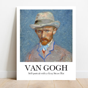 Self-portrait with a Grey Straw Hat by Van Gogh Poster