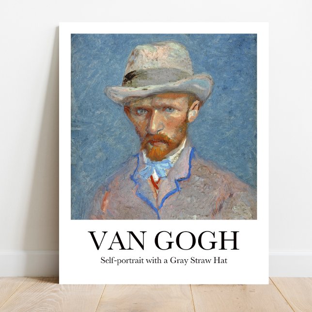 Self-portrait with a Grey Straw Hat by Van Gogh Poster (Own Van Gogh's Gaze: "Self-Portrait with Gray Straw Hat" Poster. Vibrant colors!)