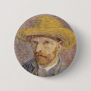 Self Portrait with a Straw Hat by Vincent van Gogh 6 Cm Round Badge
