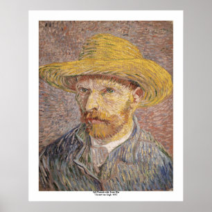 Self Portrait with a Straw Hat by Vincent van Gogh Poster
