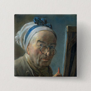 Self Portrait with an Easel, c.1775-79 15 Cm Square Badge