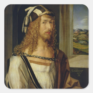 Self Portrait with Gloves, 1498 Square Sticker