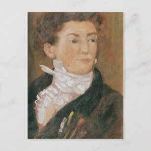 Self portrait with paintbrushes postcard