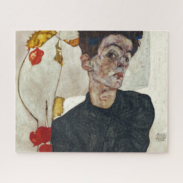 Self-Portrait with Physalis | Egon Schiele | Jigsaw Puzzle (Horizontal)