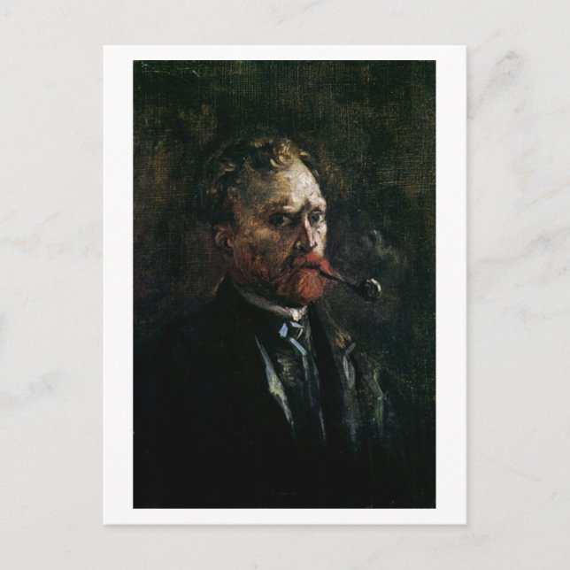 Self-Portrait with Pipe, Van Gogh Fine Art Postcard (Front)