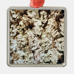 Self portrait with portraits of Giacomo Metal Tree Decoration