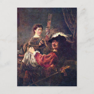 Self-Portrait with Saskia by Rembrandt Postcard