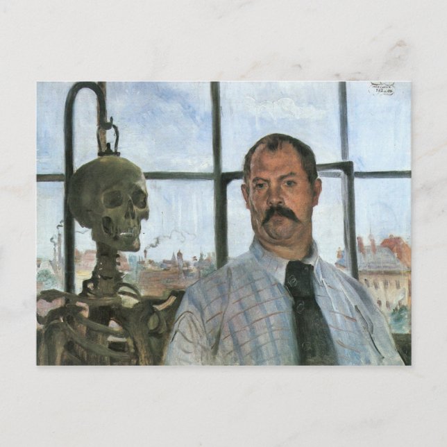 Self Portrait with Skeleton by Lovis Corinth Postcard (Front)