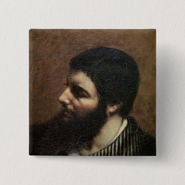 Self Portrait with Striped Collar 15 Cm Square Badge (Front)