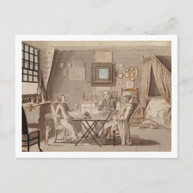 Self Portrait with Two Young Men (pen & brown ink Postcard (Front)