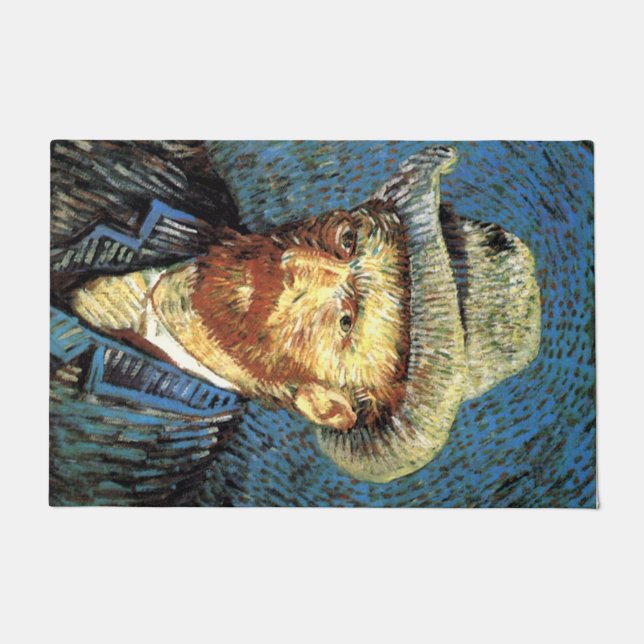 Self-Portriat wiith Grey Felt Hat Floor Mat (Front)