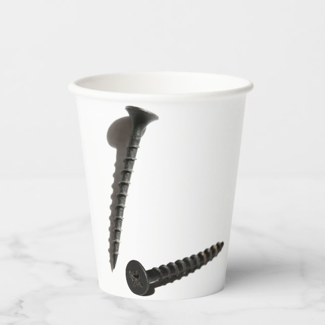 Self Tapping Black Screw Builder Construction Paper Cups (Front)