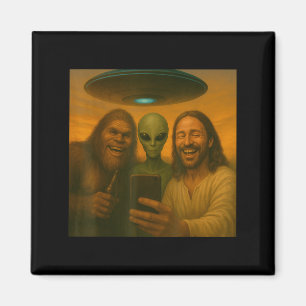 Selfie Bigfoot Jesus Alien - Cryptid Funny Sasquas Magnet