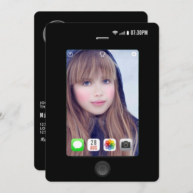 Selfie Birthday Party Photo Invitation (Front/Back)