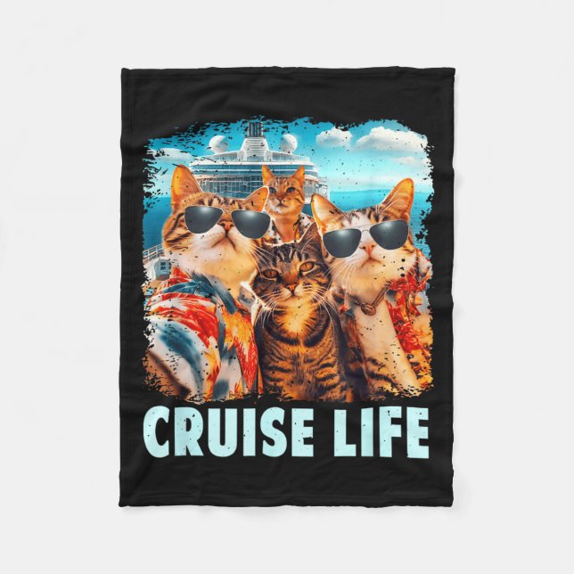 Selfie Cat Fun Cruise Buddies Ship Vacation Fleece Blanket (Front)