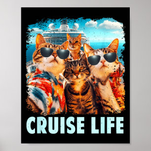 Selfie Cat Fun Cruise Buddies Ship Vacation Poster