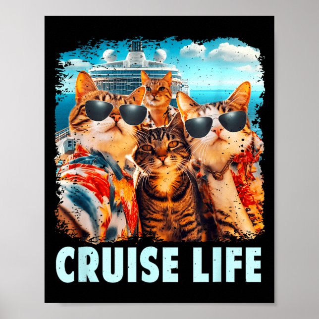 Selfie Cat Fun Cruise Buddies Ship Vacation Poster (Front)