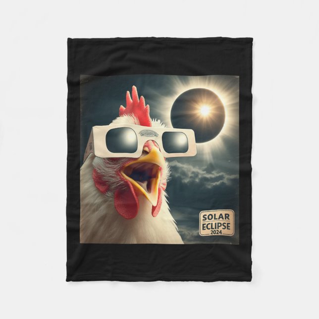 Selfie Chicken Kids Mens Solar Eclipse  Fleece Blanket (Front)