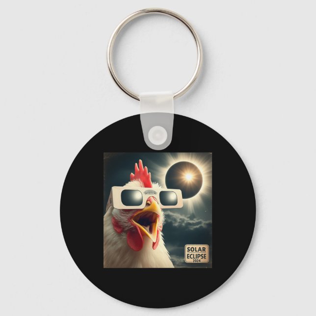 Selfie Chicken Kids Mens Solar Eclipse  Key Ring (Front)
