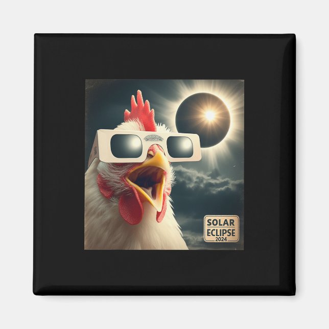 Selfie Chicken Kids Mens Solar Eclipse  Magnet (Front)