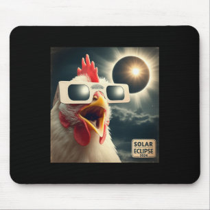 Selfie Chicken Kids Mens Solar Eclipse  Mouse Pad
