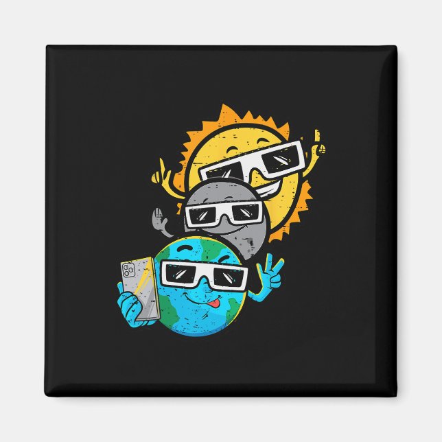 Selfie Earth Moon Sun Chaser Total Solar Eclipse 2 Magnet (Front)