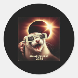 Selfie Ferret Kids Mens Solar Eclipse Ferret Classic Round Sticker