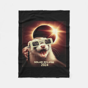 Selfie Ferret Kids Mens Solar Eclipse Ferret  Fleece Blanket