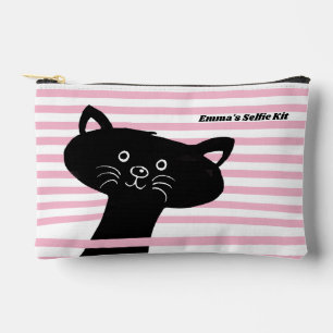 Selfie Kit - Cute Black Peeking Cat Accessory Pouch