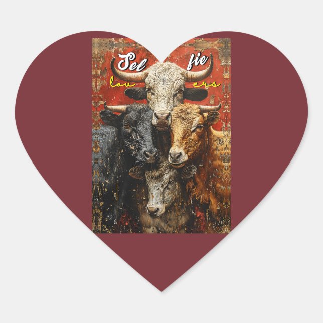 Selfie Lovers Cows Heart Sticker (Front)