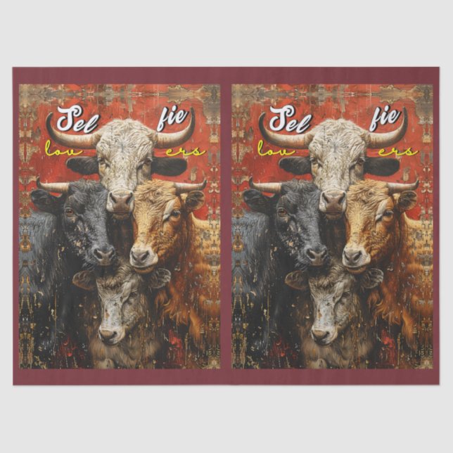 Selfie Lovers Cows Tissue Paper (Front)