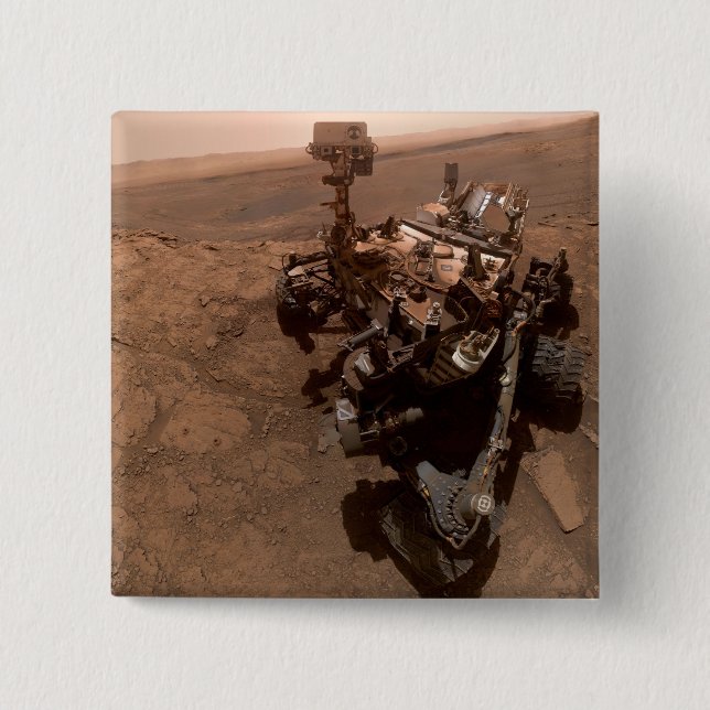 Selfie of Mars Curiosity Red Martian Landscape 15 Cm Square Badge (Front)