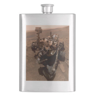 Selfie of Mars Curiosity Red Martian Landscape Hip Flask