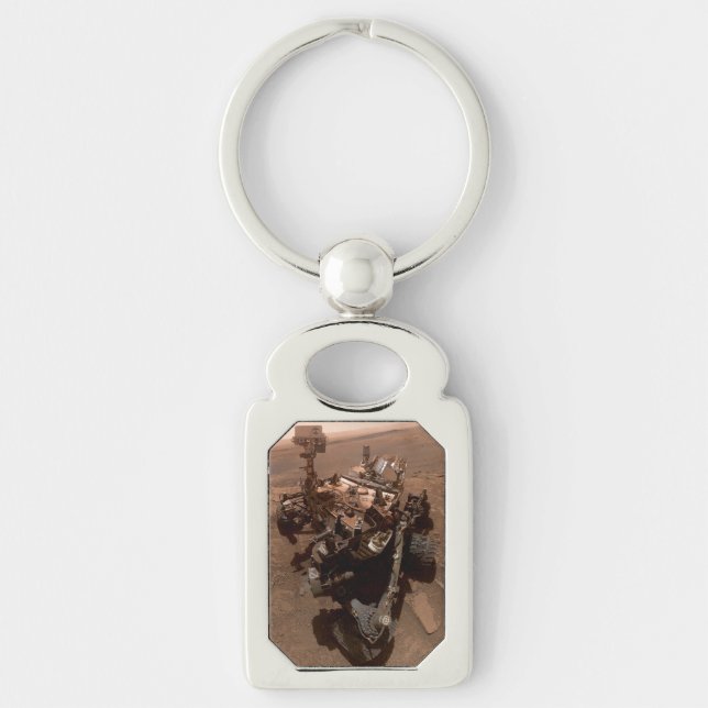 Selfie of Mars Curiosity Red Martian Landscape Key Ring (Front)