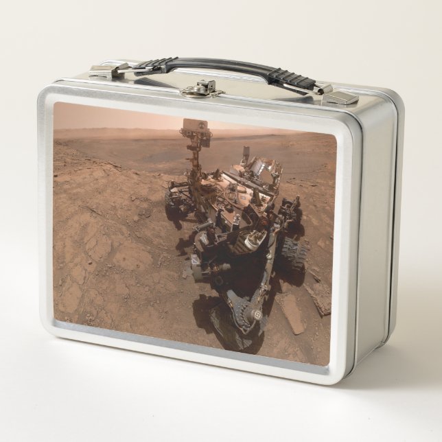 Selfie of Mars Curiosity Red Martian Landscape Metal Lunch Box (Front)