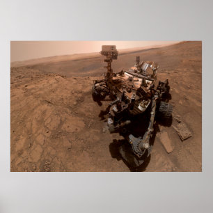 Selfie of Mars Curiosity Red Martian Landscape Poster