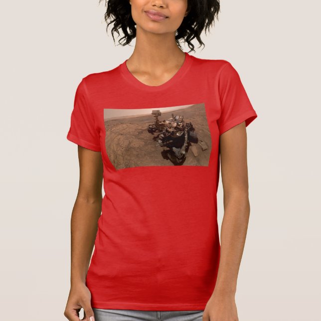 Selfie of Mars Curiosity Red Martian Landscape T-Shirt (Front)
