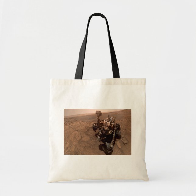 Selfie of Mars Curiosity Red Martian Landscape Tote Bag (Front)